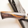 Нож Коршун из дамасской стали с шашечным долом, рукоять из стабилизированного дерева с мельхиором