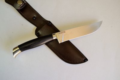 Нож Пчак №1 из стали  Х12МФ (ст.95Х18), рукоять из граба, литье из мельхиора
