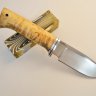Нож Барсук, клинок из стали К340 Uddeholm, полная взрезка, рукоятка - карельская береза, дюраль, фибра