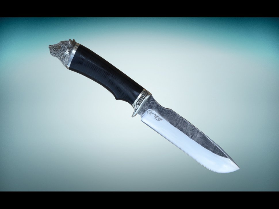 Нож Ягуар-2 из стали 9ХС со следами ковки с рукоятью из кожи