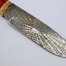 Нож Пума из 95х18 с гравировкой Паук, рукоять дерево падук с литьем из латуни