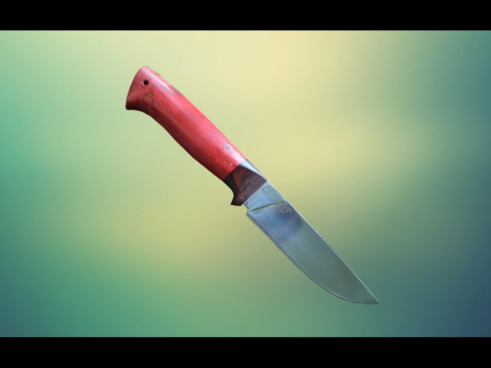 Нож Ирбис из стали D2, рукоять всадной монтаж, стабилизированное дерево, текстолит