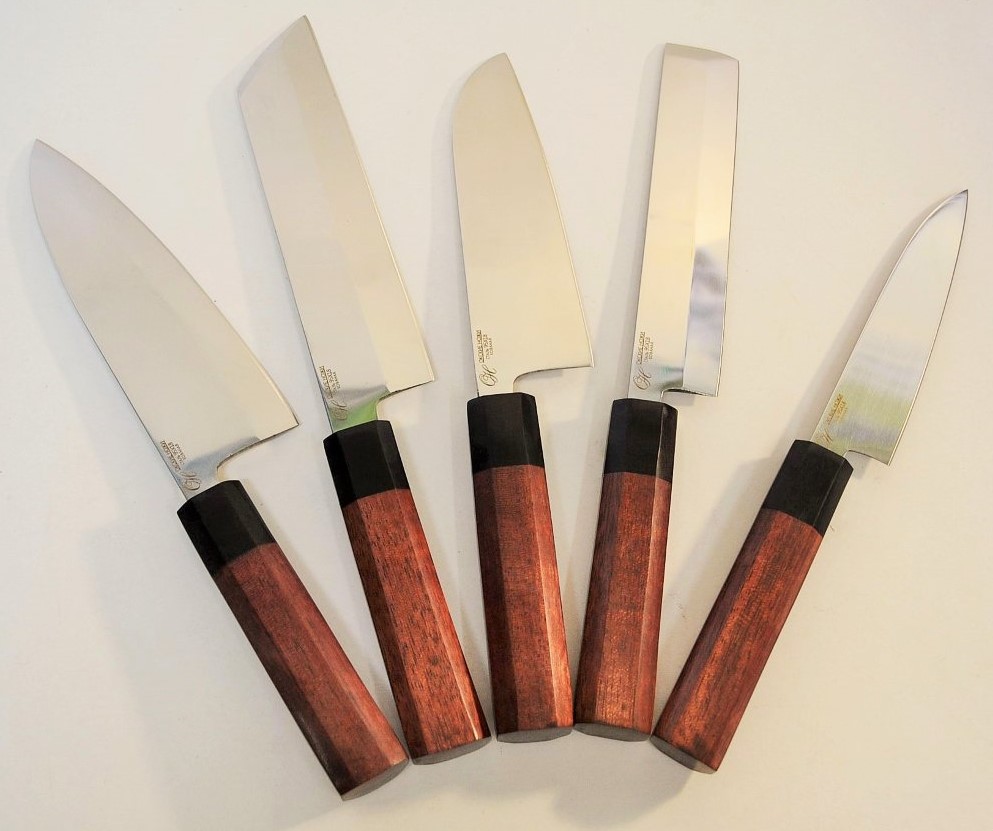 Набор кухонных ножей из 95Х18, амарант, граб