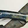 Нож Ласка из стали Elmax c фальшлезвием, рукоять из синего стабилизированного дерева с проставками из фибры и литьем из мельхиора