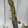 Нож Коршун, композиция "Корень", из дамасской стали на подставке с художественным литьем