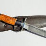 Нож Финка НКВД №14 реплика из дамасской стали, рукоять из граба/стабилиз дерева с литьем из мельхиора