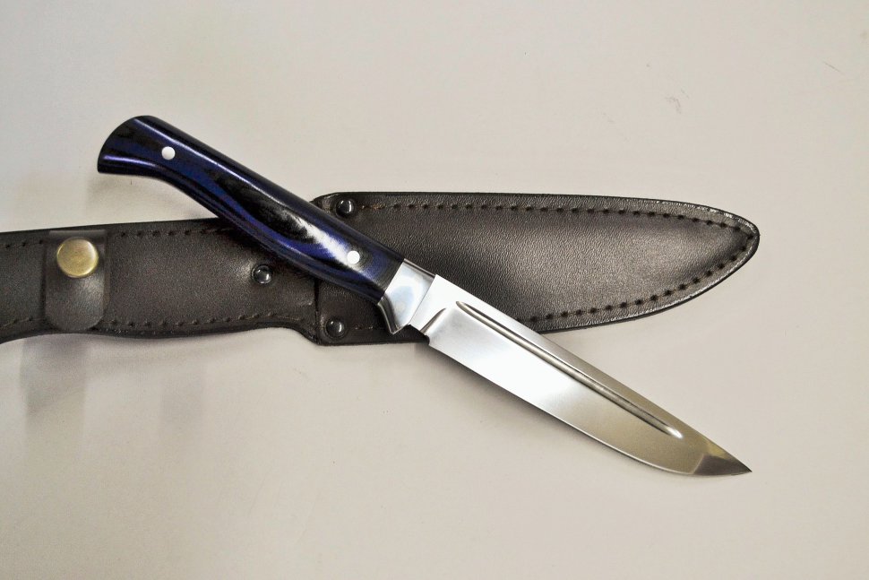 Нож финка НКВД, реплика с клинком из стали D2, рукоять - микарта ( цвета в ассортименте), фултанг