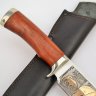 Нож Буйвол из стали Х12МФ с позолотой и гравировкой, рукоять из дерева бубинга, литье мельхиор