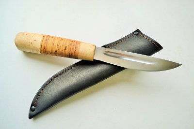 Нож Якут №1 из стали 95Х18 с рукоятью карелки с берестой