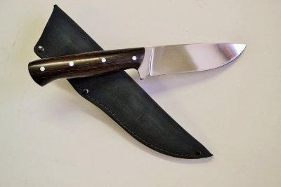 Нож Рысь из кованой стали Х12МФ, накладки из граба/венге, ножны из натуральной кожи