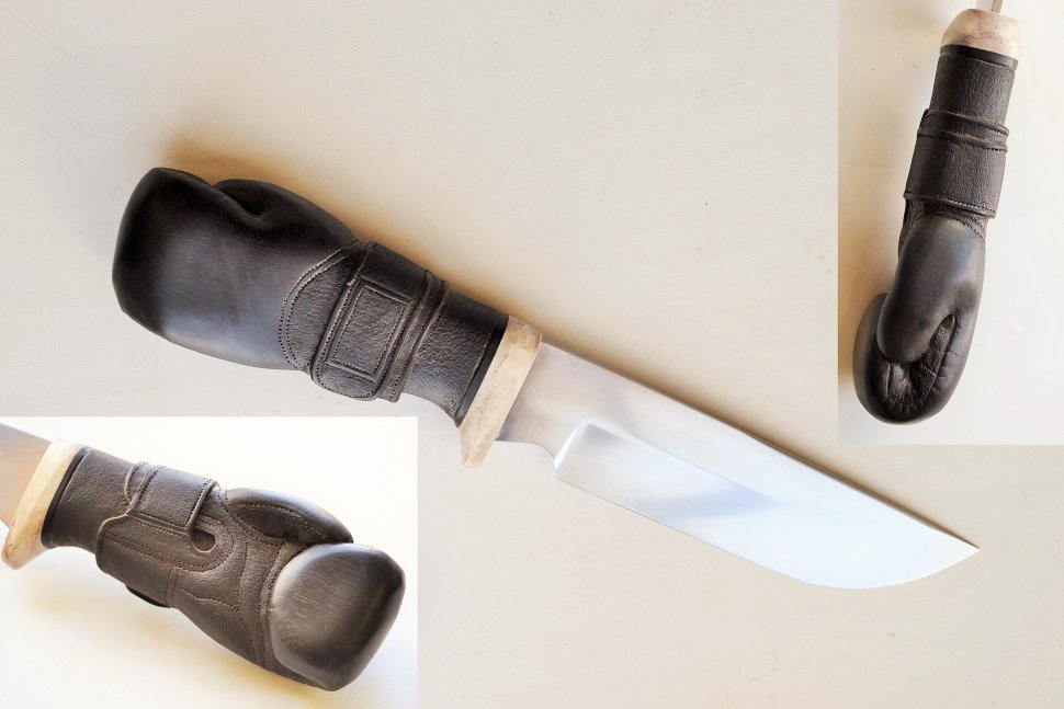 Нож Орел, рукоять из граба и кости, резьба Боксерская Перчатка, сталь клинка Х12МФ