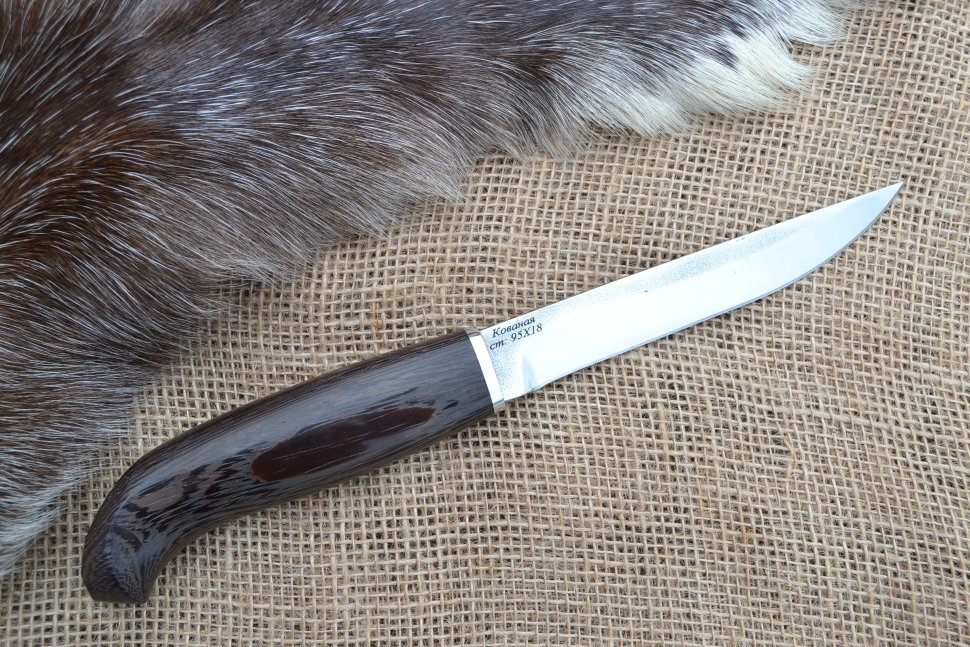 Нож финский  со следами ковки ст. 95х18 , средний, рукоять венге, дюраль