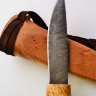 Нож Якутский №22 из дамаска, карелка, венге, латунь, в ножнах
