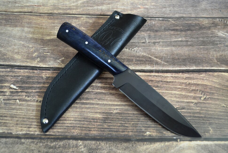 Нож Коршун, цельнометаллический, сталь Р12 (быстрорез), рукоять стабилизированная карельская береза (цвета в ассортименте)