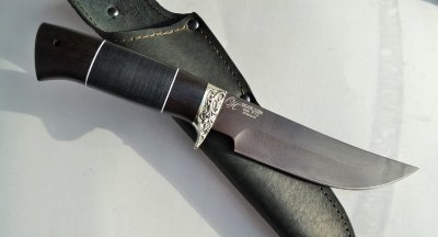Нож Амур-2, сталь Р12, рукоять из венге/граба с кожей