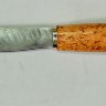 Нож Якут средний №17 из дамаска, рукоять из карельской березы с дюралью