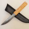 Нож Якут средний №17 из дамаска, рукоять из карельской березы с дюралью