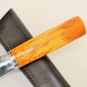 Нож Якутский средний №19 из Х12МФ с кованым долом, рукоять стабилизированное дерево, латунь, мельхиор, фибра