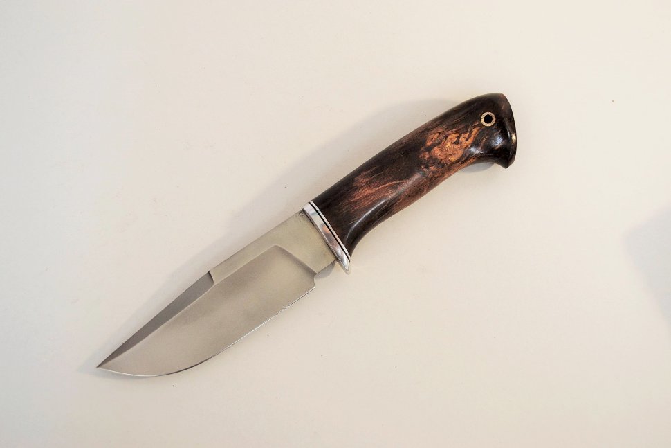 Нож Барсук, сталь Elmax, стабилизированное дерево, мельхиор, фибра