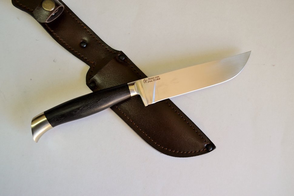 Нож Пчак №1 из стали  Х12МФ (ст.95Х18), рукоять из граба, литье из мельхиора