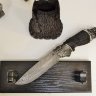 Нож Рысь, дамаск ламинат с никелем, композиция "Филин", объемная резьба