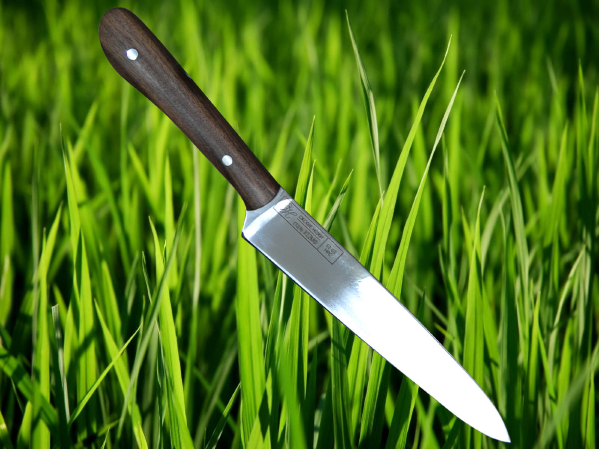 Нож Кухонный шинковочный №6 из стали Х12М, накладки из граба, ореха .