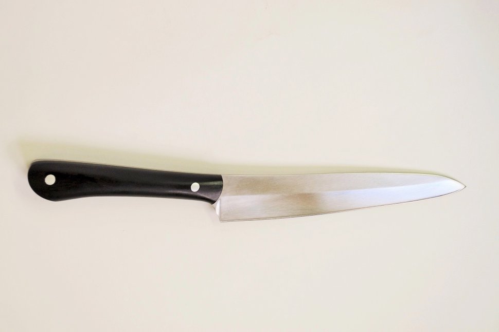 Нож Кухонный шинковочный №6 из стали Х12М, накладки из граба, ореха, бубинго
