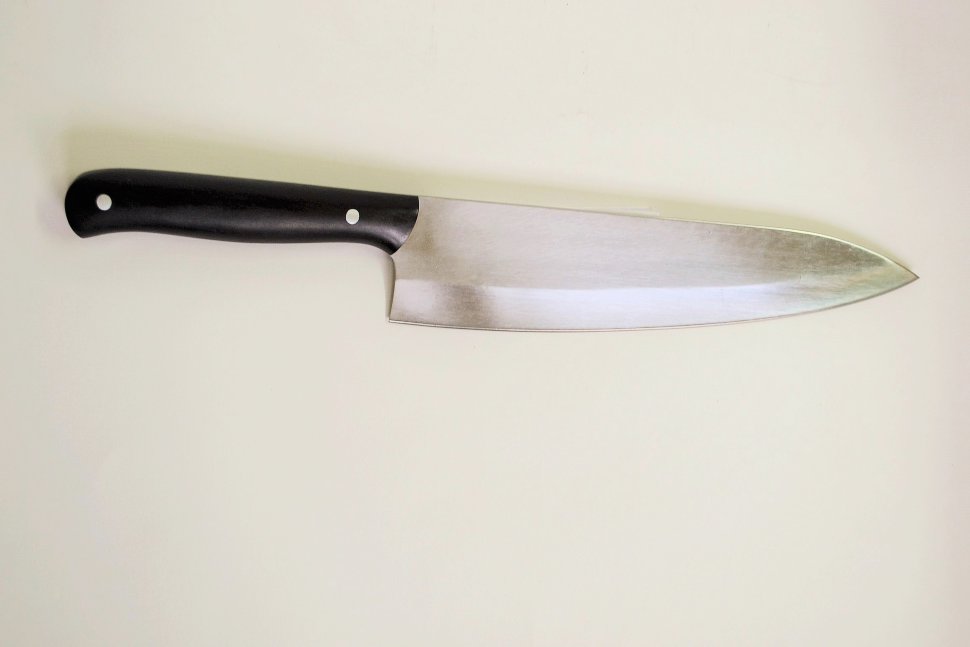 Нож кухонный №8 Шеф из стали Х12МФ, накладки из граба, ореха, бубинга