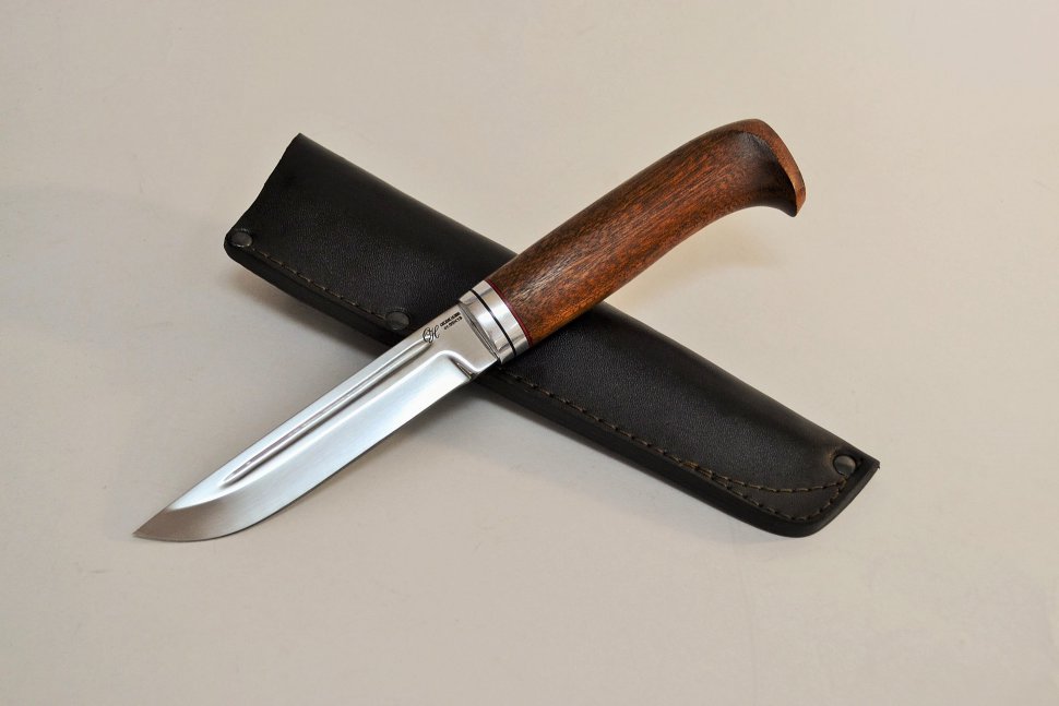 Нож Пуукко средний, клинок из стали 65Х13, рукоять - сапели, дюраль