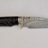 Нож Амур из дамасской стали в обработке Каменный век, рукоять венге/граб с резьбой