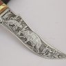 Нож Осетр из 95х18 с гравировкой, рукоять дерево сапели с берестой