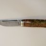 Нож финский Пуукко малый из дамаска, стабилиз. карелка, мельхиор