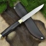 Нож Скандинав, Х12МФ, рукоять из  черной стабилизированной карельской берёзы, литье из латуни