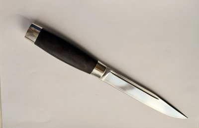 Нож "Финский-2", клинок - сталь  Х12МФ, рукоять из граба, литье из мельхиора