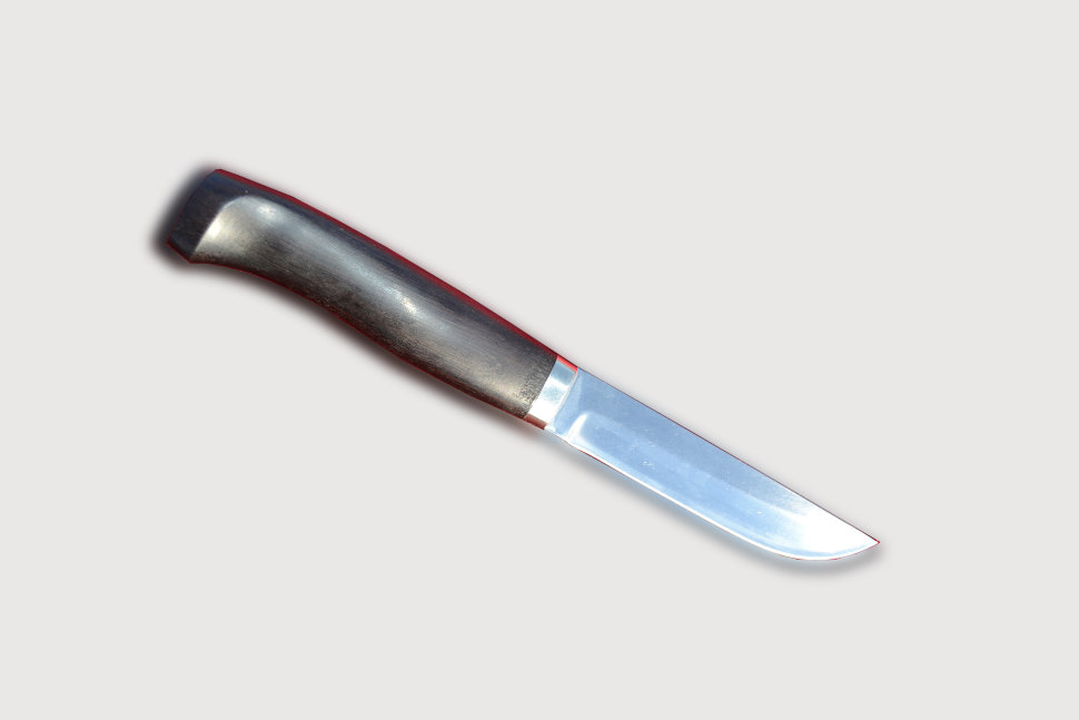 Нож Финский, сталь Х12МФ, рукоять из граба, литье из мельхиора