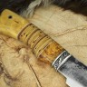 Нож Пума из стали 9ХС ручной ковки, рукоять из карельской березы с берестой, мельхиор