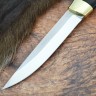 Нож финский Пуукко из стали 95Х18 со следами ковки, граб, латунь