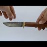 Нож Ежик из дамасской стали, рукоять из дерева сапели с литьем из латуни