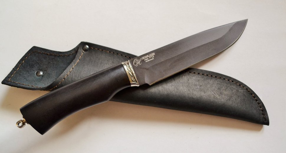 Нож Коршун, сталь Р12 (быстрорез), рукоять граб/венге с мельхиором