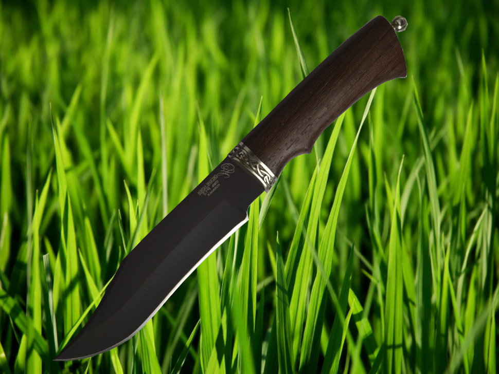 Нож Носорог, сталь Р12 (быстрорез), рукоять граб/венге с мельхиором
