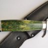 Нож Разведчика №14 из Х12МФ, рукоять из стабилизированной карелки с мельхиором