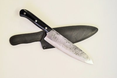 Нож Шеф откованный, сталь Х12МФ, рукоять венге/граб