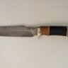 Нож Бобр-2 из дамасской стали, рукоять из дерева с вставкой из кожи