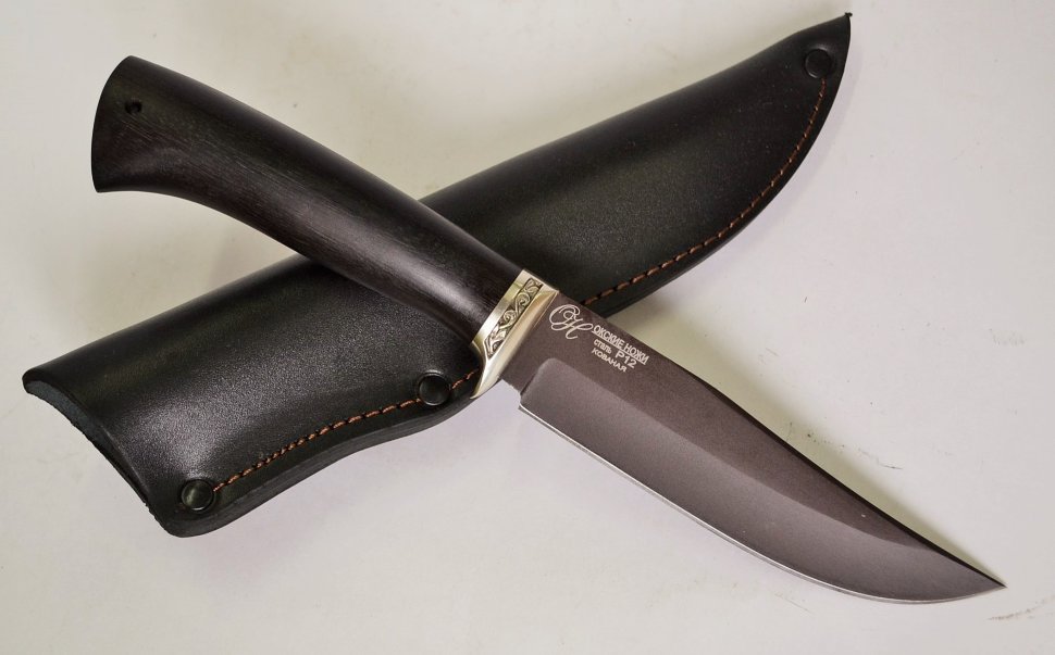 Нож Судак, сталь Р12 (быстрорез), рукоять граб/венге с мельхиором